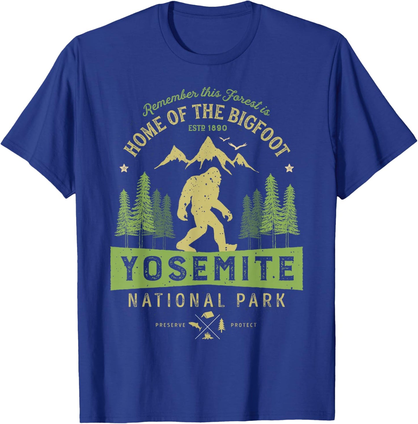 Yosemite National Park T shirt California Bigfoot Vintage T-Shirt - T-Shirt | Royal