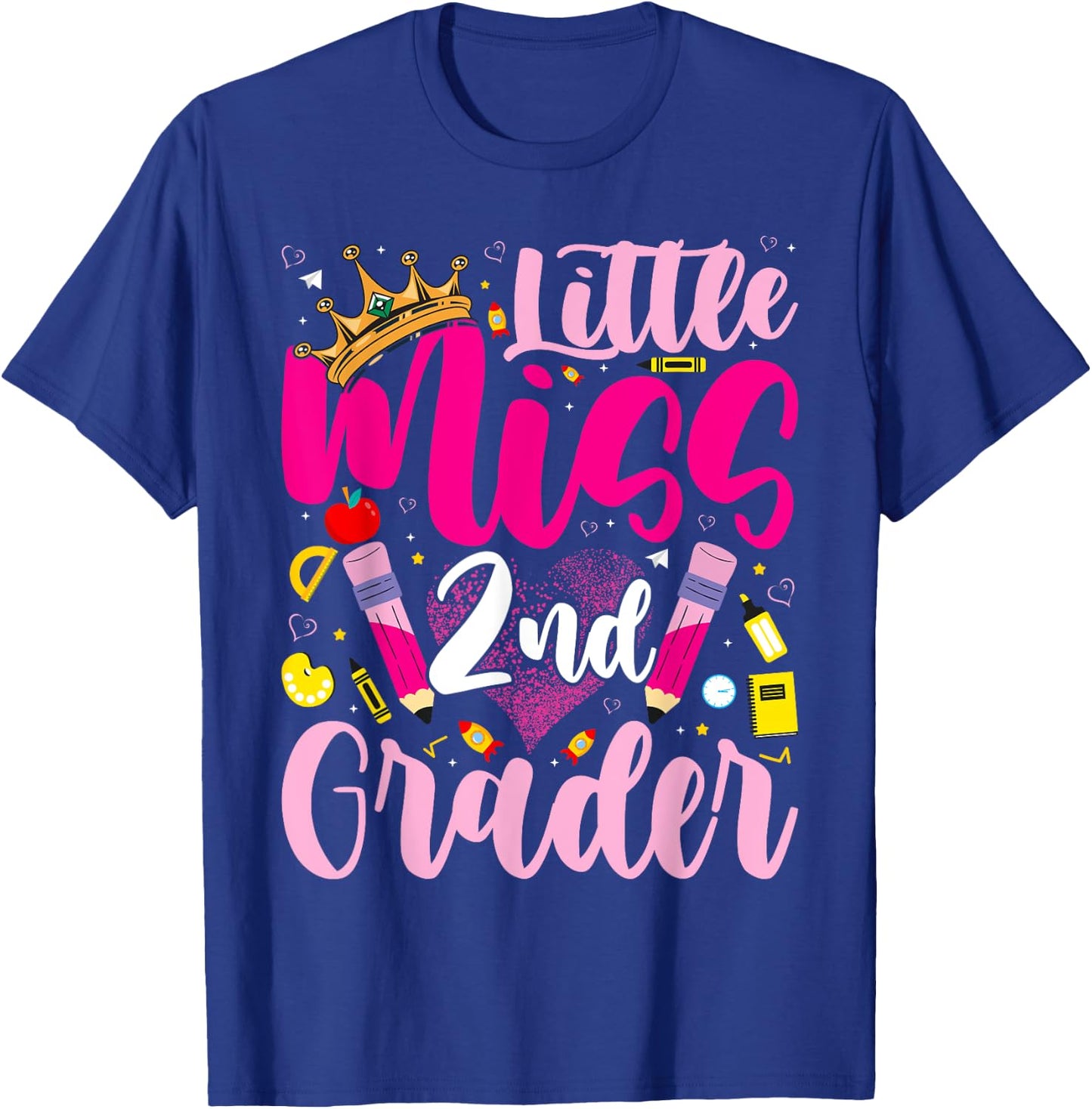 Little Miss 2nd Grade Grader Girls 1st Day Back to School T-Shirt - T-Shirt | Royal