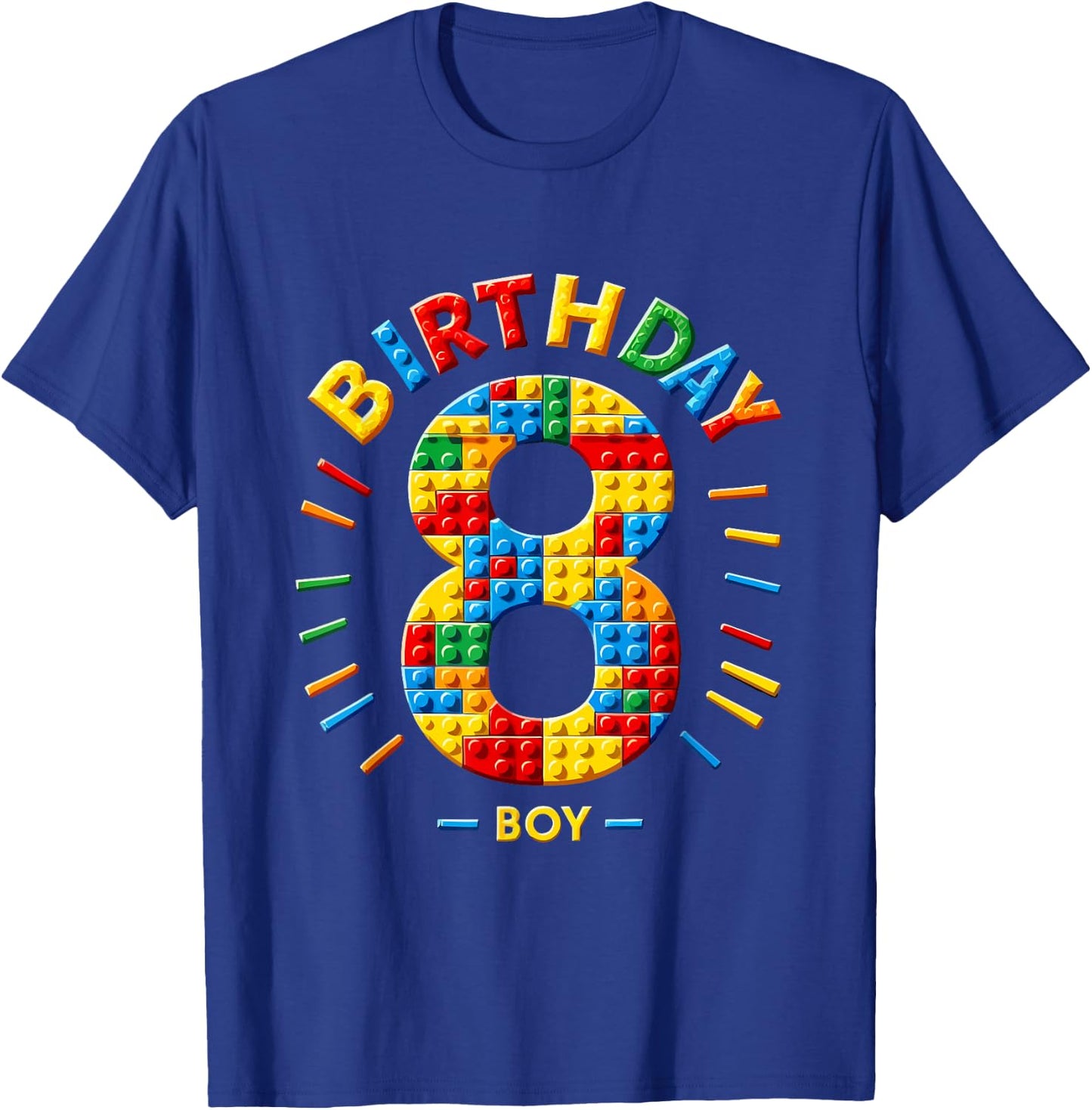 Master Builder 8th Birthday Boy 8 Eight Years Building Blocks , black T-Shirt - T-Shirt | Royal