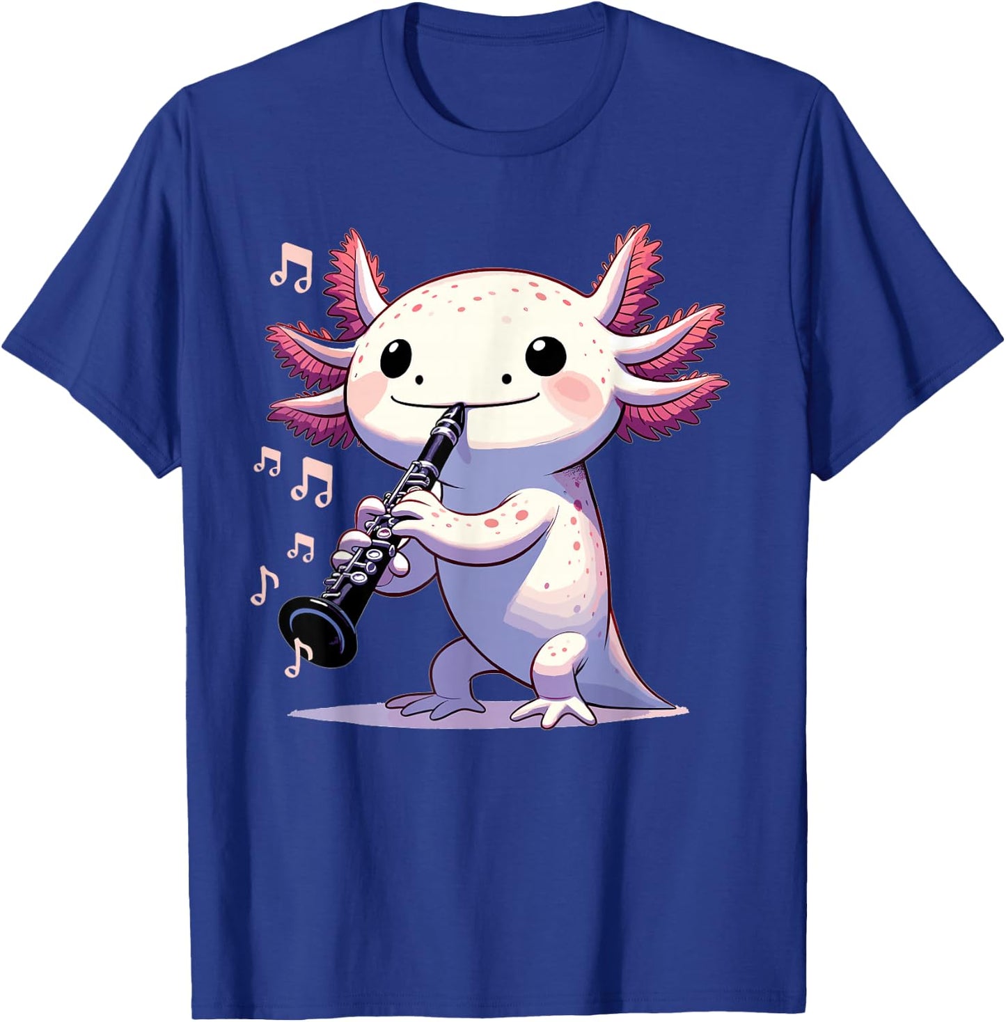 Cute Pink Kawaii Axolotl Playing Clarinet T-Shirt - T-Shirt | Royal