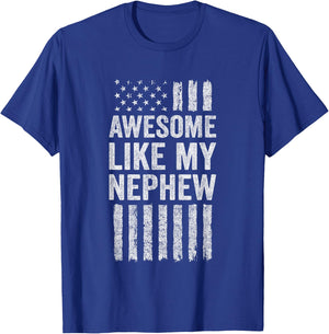 Awesome Like My Nephew - American Flag Proud Aunt Uncle T-Shirt - T-Shirt | Royal