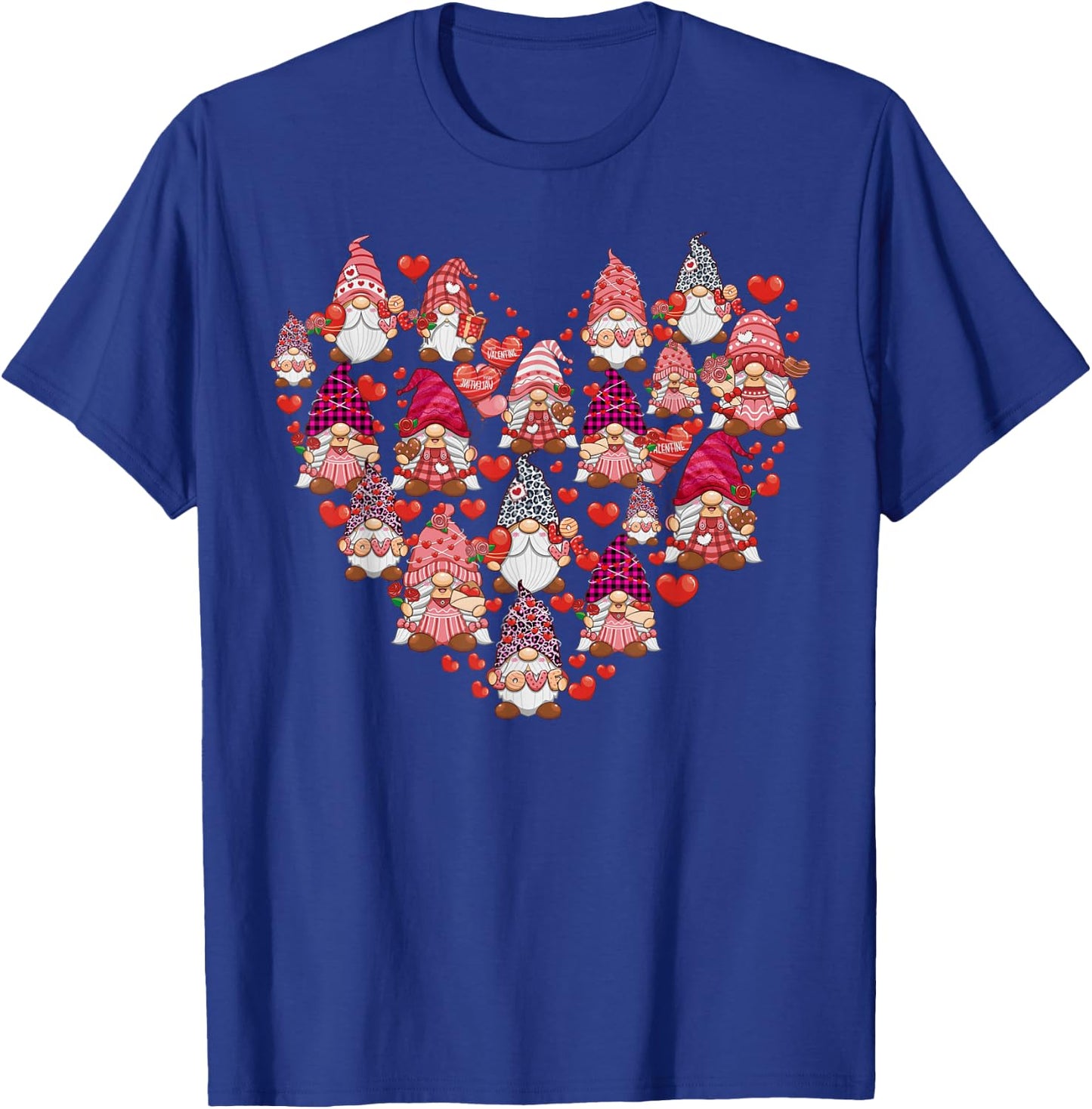 LOVE Gnomes Heart Matching Couple Men Women Valentines Plaid T-Shirt - T-Shirt | Royal