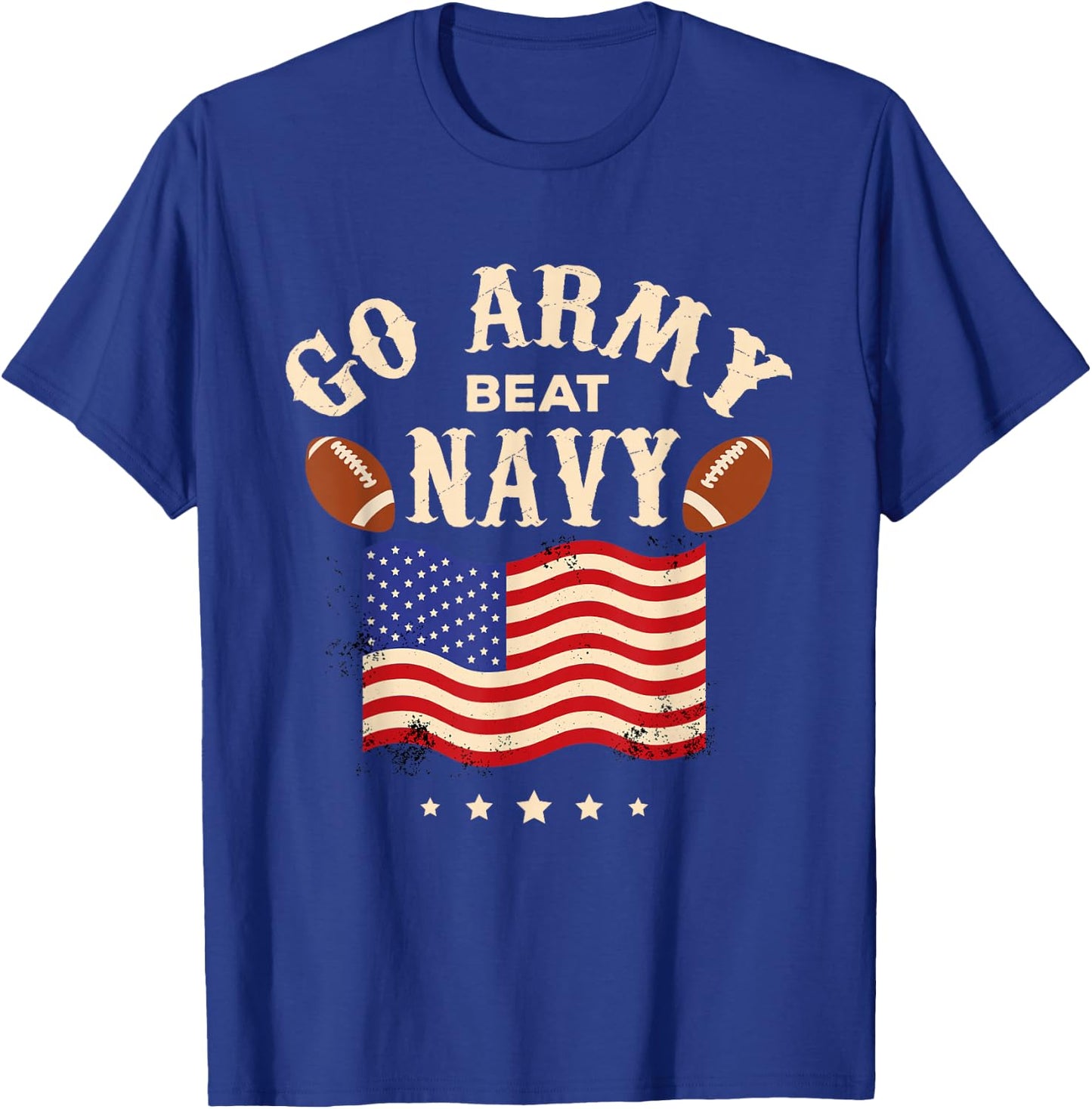 Vintage USA Flag Army Beat Navy-Flag Game Sports Football T-Shirt - T-Shirt | Royal