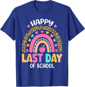 Happy Last Day of School Rainbow Leopard Teacher Student T-Shirt - T-Shirt | Royal