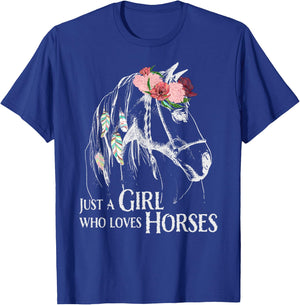 Horse Girl - Cute Pony - Crazy Horseback Riding Farmer Girls T-Shirt - T-Shirt | Royal