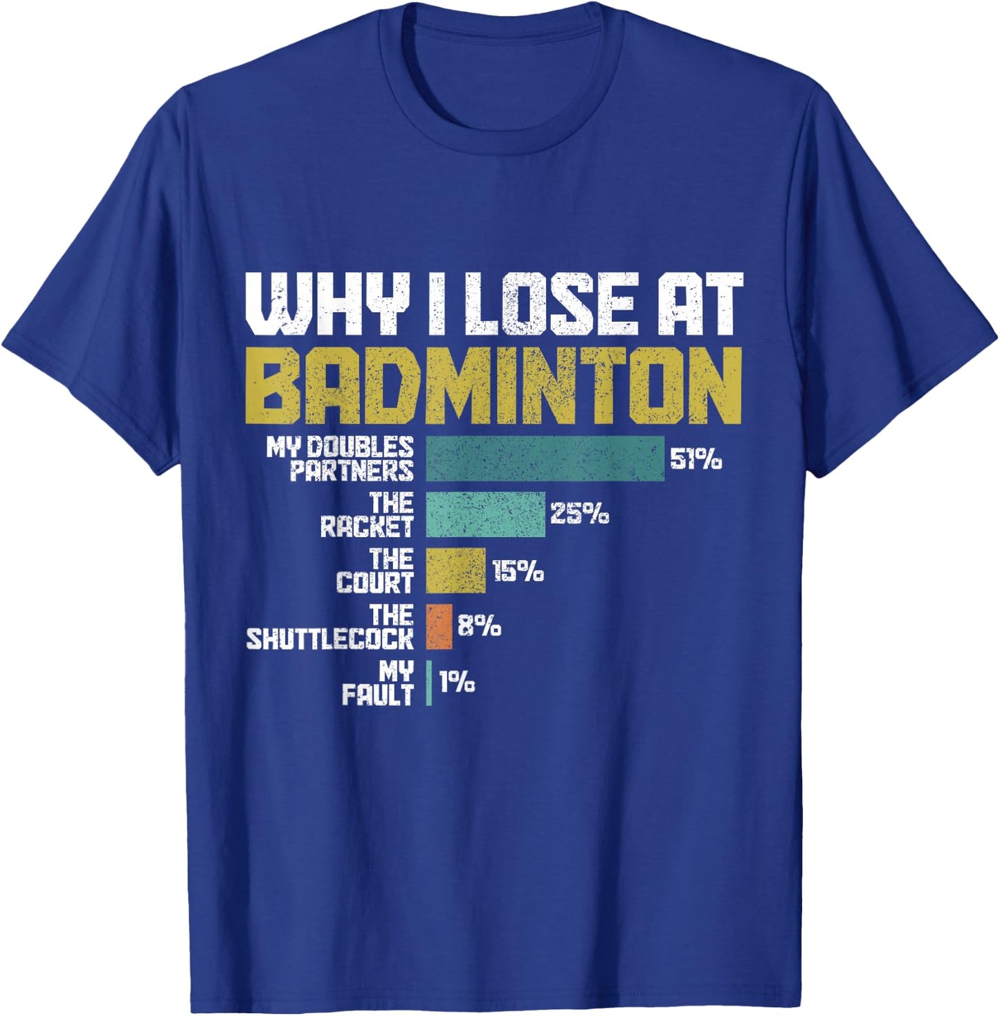 Badminton Player Why I Lose At Badminton Funny T-Shirt - T-Shirt | Royal