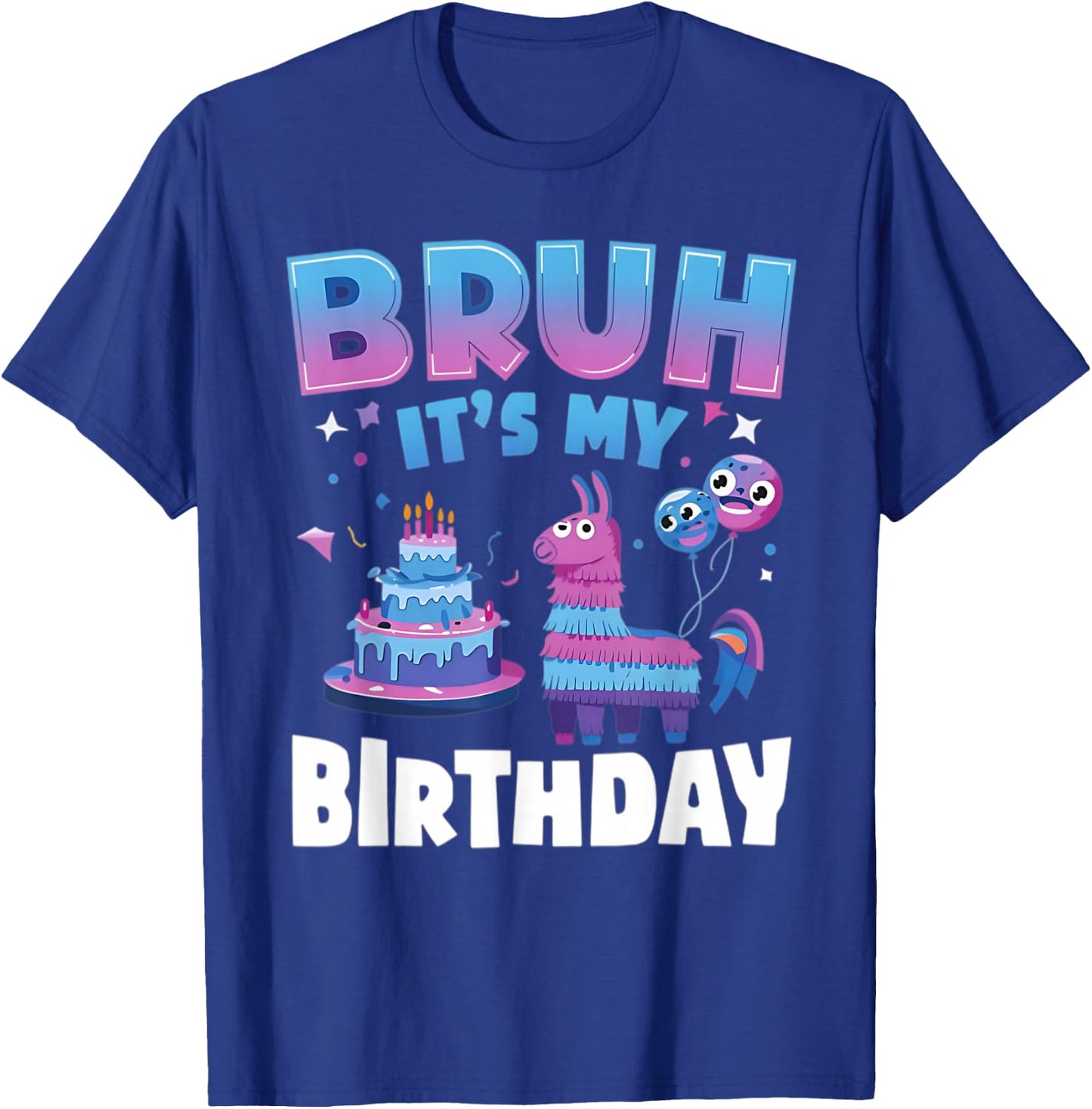 Bruh It's My Birthday Llama Pinata Kids Party T-Shirt - T-Shirt | Royal