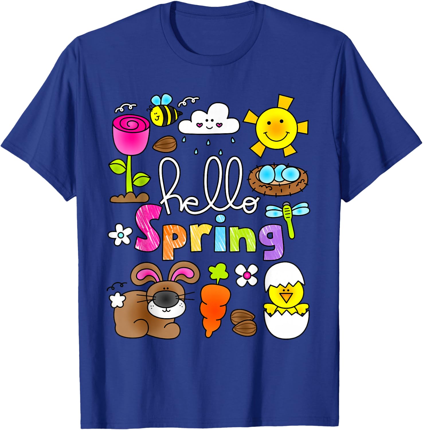 Hello Spring and Easter Day 2026 Bunny Hello Spring Toddler T-Shirt - T-Shirt | Royal