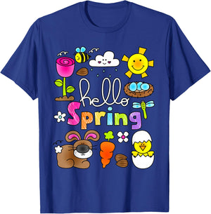 Hello Spring and Easter Day 2026 Bunny Hello Spring Toddler T-Shirt - T-Shirt | Royal
