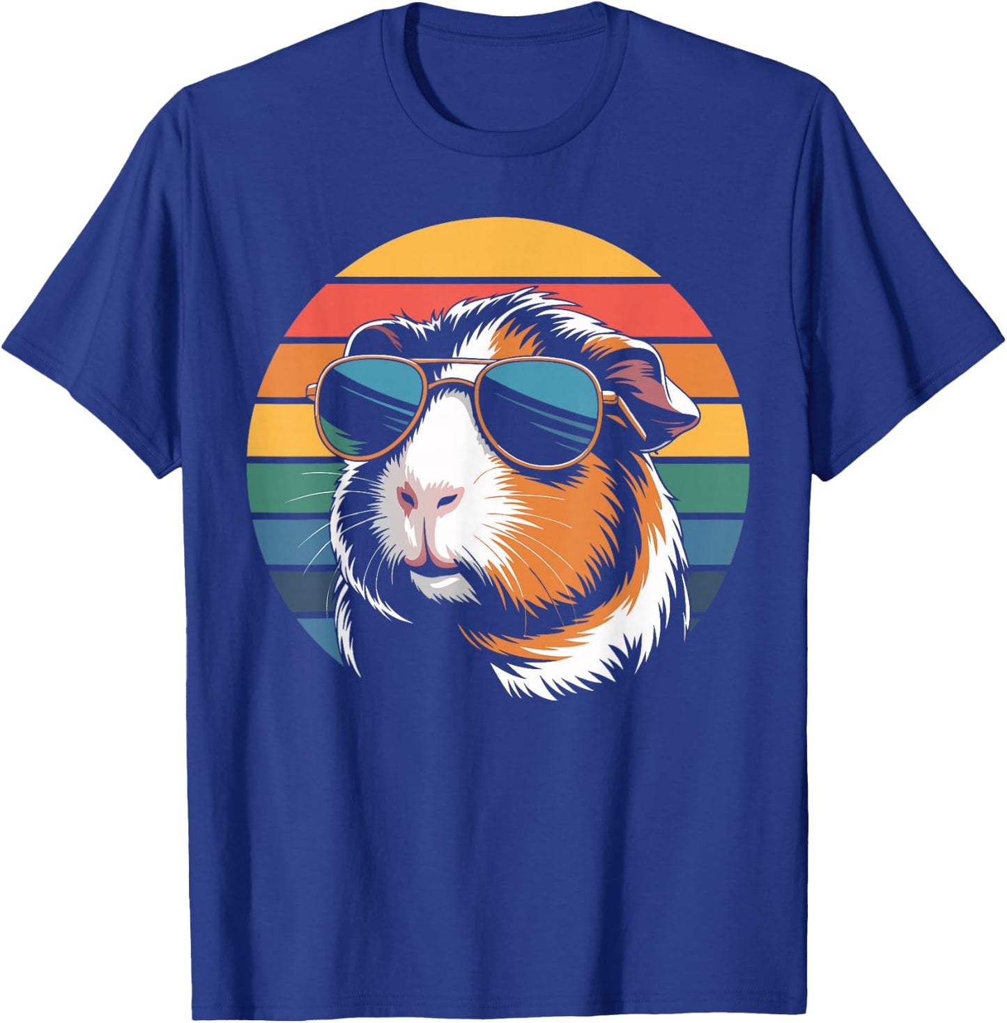 Retro Guinea Pig Sunglasses Flag Guinea Pig T-Shirt - T-Shirt | Royal