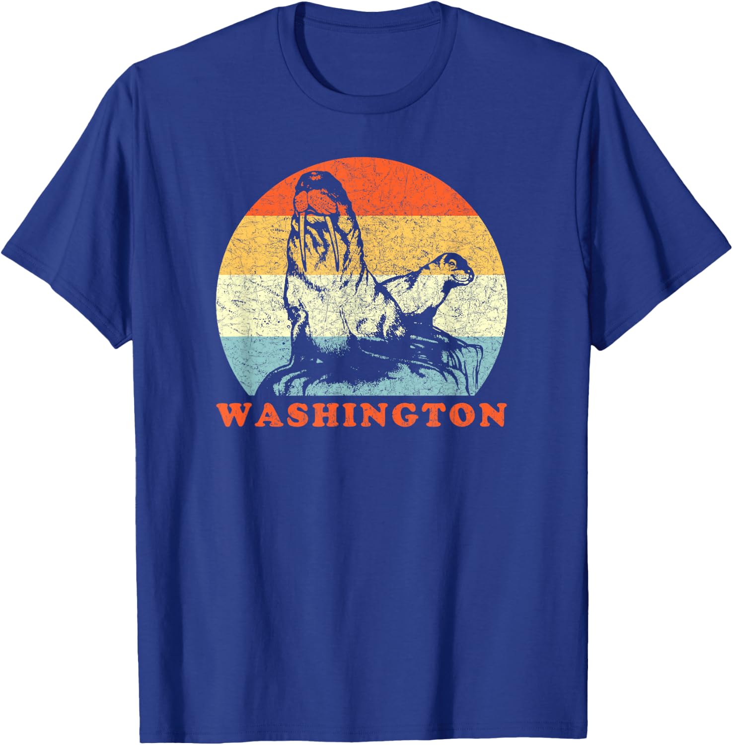 Washington Vintage Vacation Walrus & Seal T-Shirt - T-Shirt | Royal