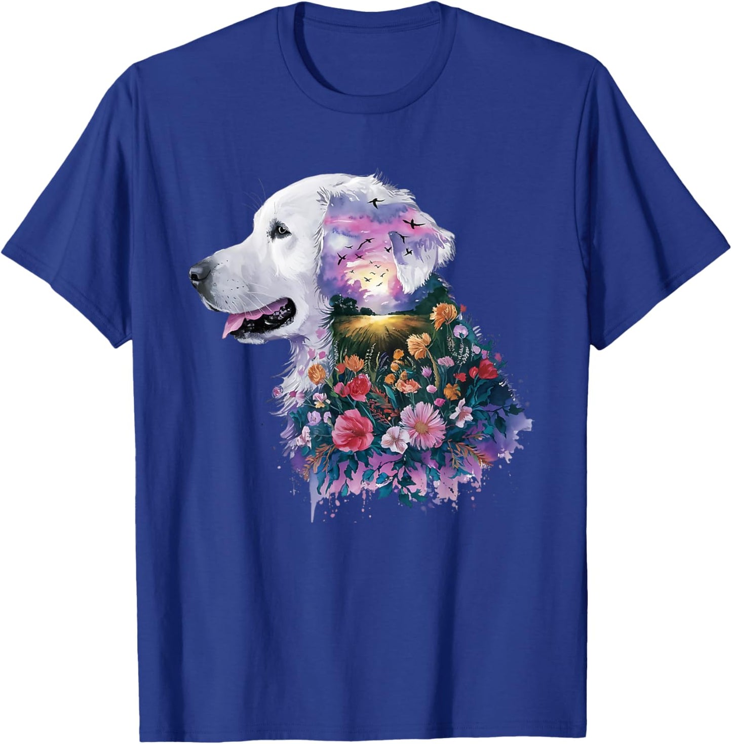 English Cream Golden Retriever Dog Mom Puppy Love Floral Women Kids T-Shirt - T-Shirt | Royal