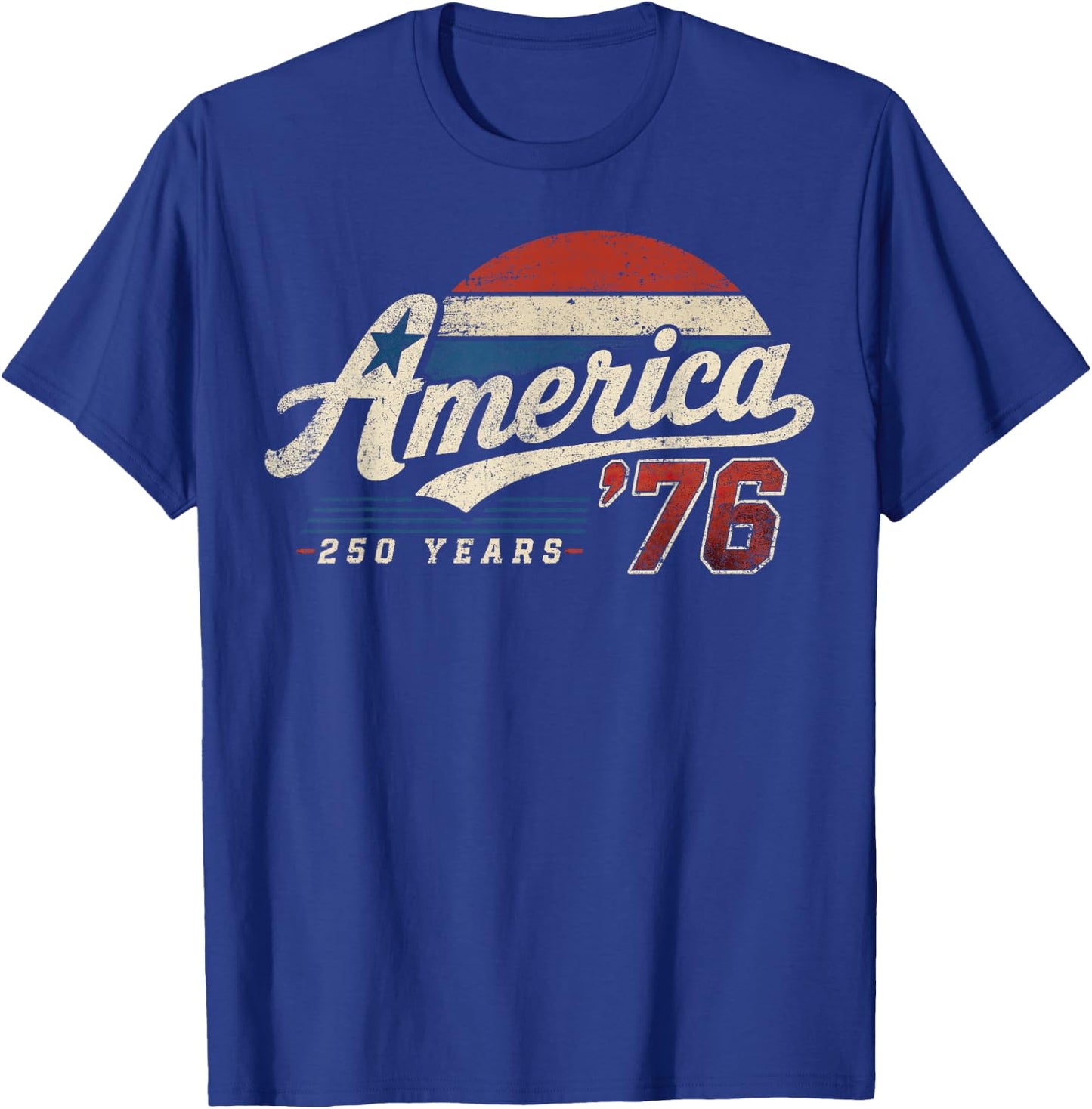 America Retro 250 Years USA 1776 2026 4th of July Men Women T-Shirt - T-Shirt | Royal