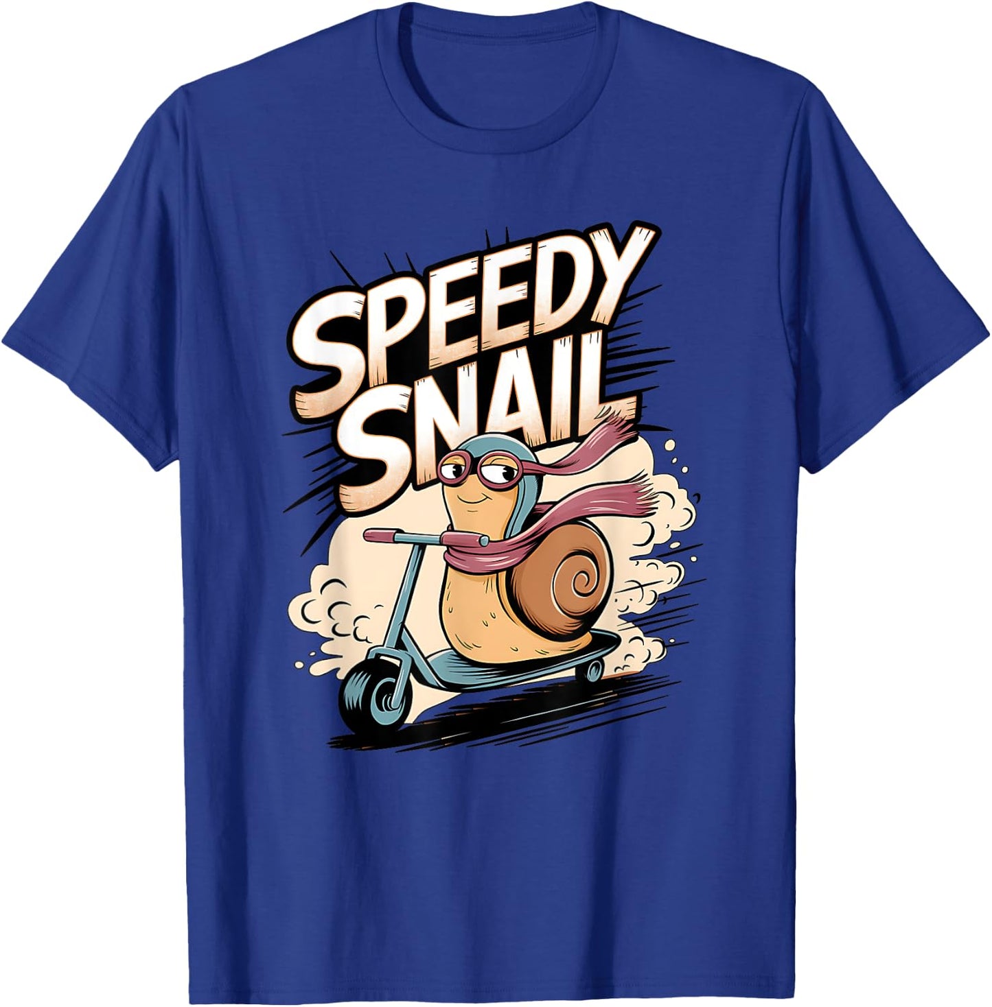 Fast Snail on a Scooter: Speedy Snail Vibes T-Shirt - T-Shirt | Royal