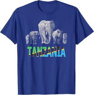 Big 5 Africa Wildlife Design for Tanzania Safari T-Shirt - T-Shirt | Royal
