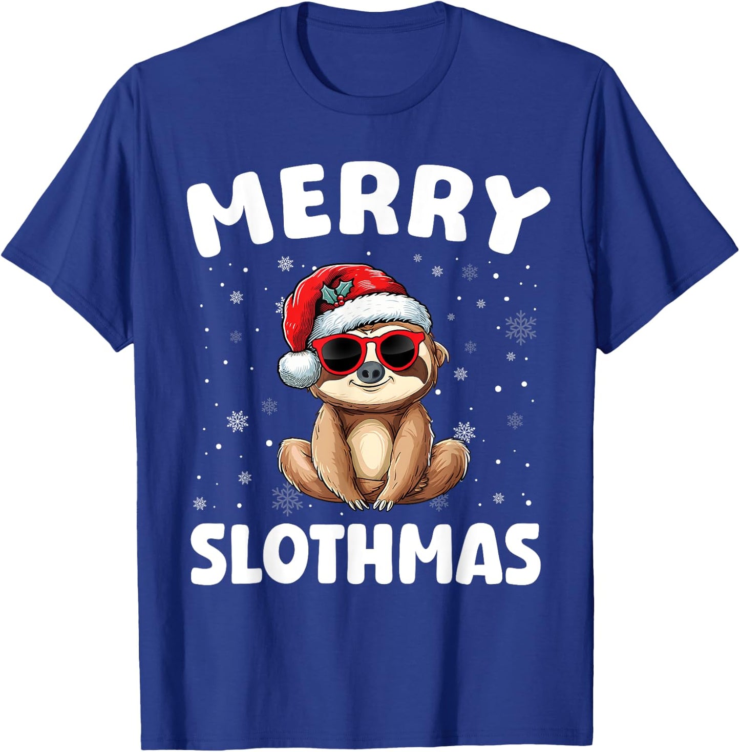 Merry Christmas Sloth Merry Slothmas Funny Boy Girl Kids T-Shirt - T-Shirt | Royal