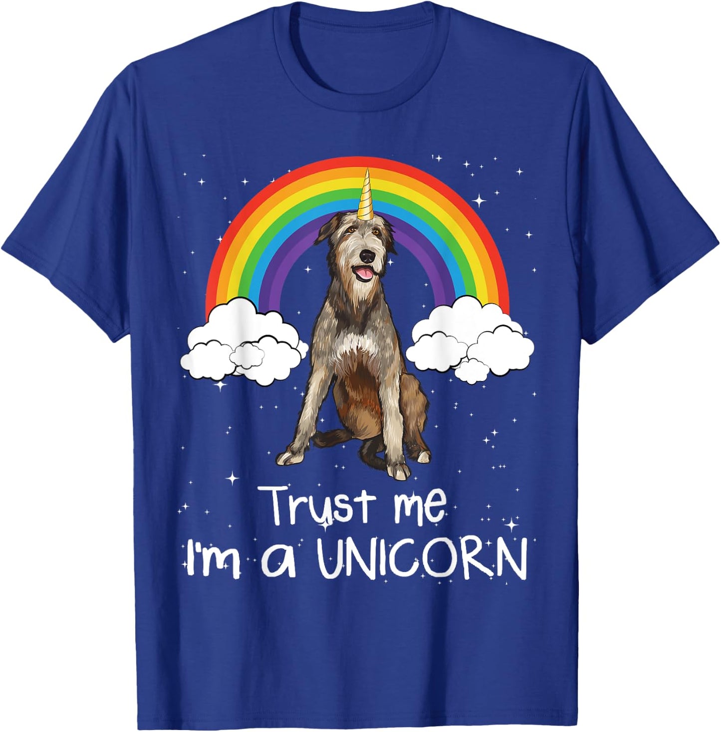 Rainbow Irish Wolfhound Trust Me I'm A Unicorn Dog Men Women T-Shirt - T-Shirt | Royal