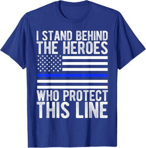 Thin Blue Line Flag - Police Hero Law Enforcement Support T-Shirt - T-Shirt | Royal