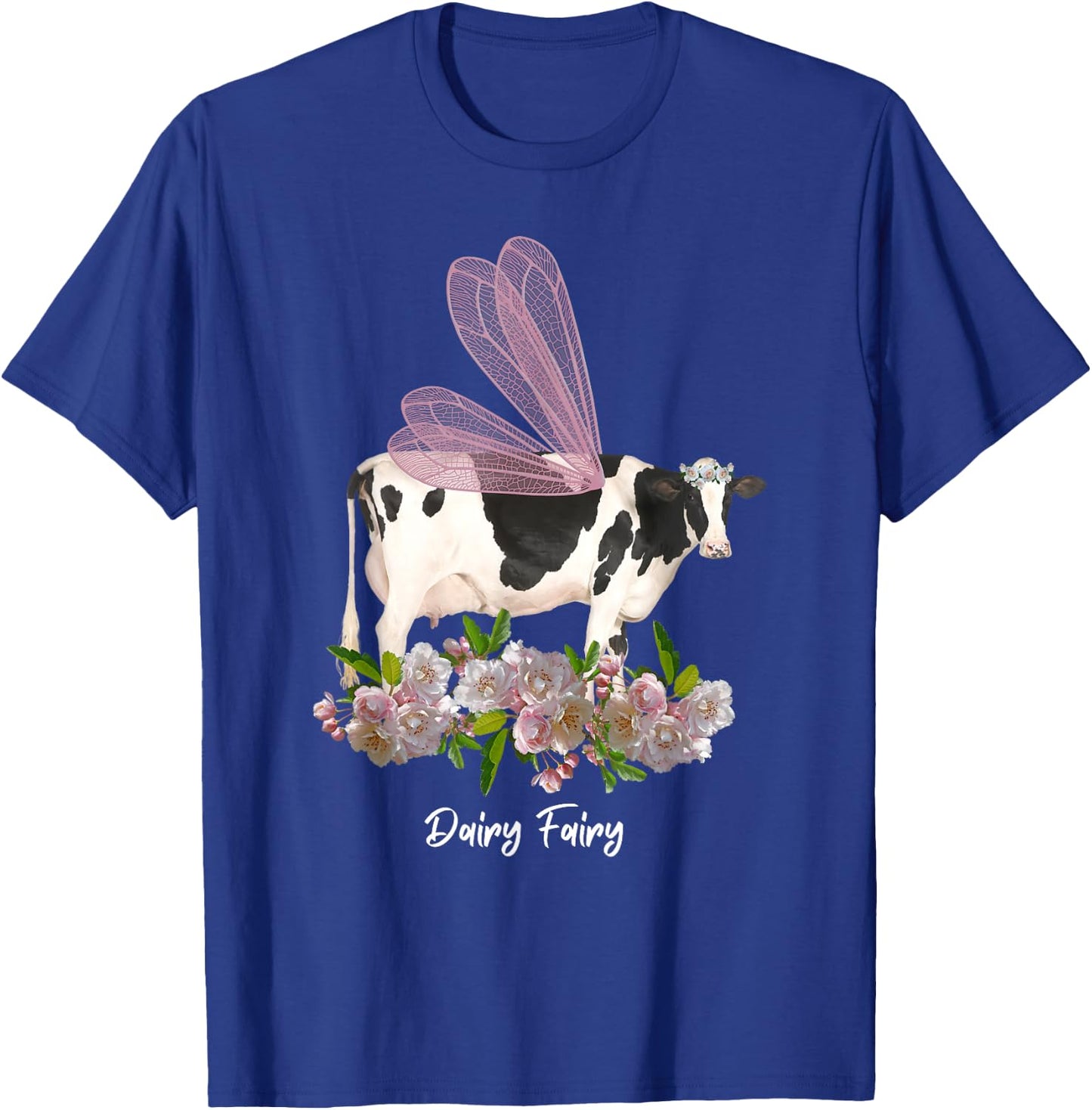Dairy Fairy Cow Lover Holstein Milk Farmer Farm Cute Floral T-Shirt - T-Shirt | Royal