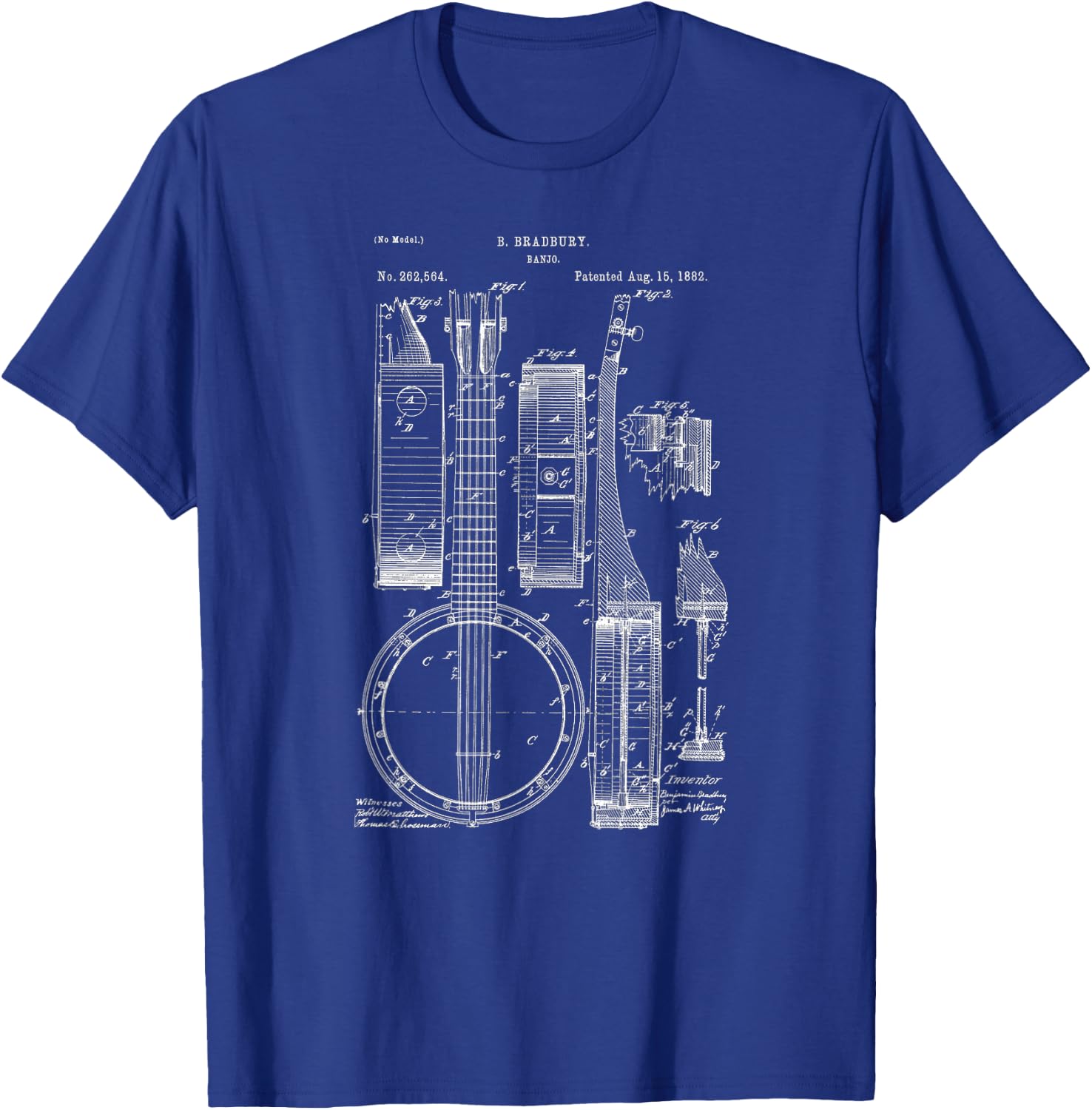 Classic Vintage Patent Print 1882 Banjo Gift T-Shirt - T-Shirt | Royal