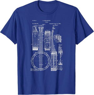 Classic Vintage Patent Print 1882 Banjo Gift T-Shirt - T-Shirt | Royal