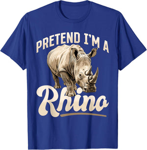 Funny Rhino Rhinozeros Animal Pretend I'm A Rhino T-Shirt - T-Shirt | Royal