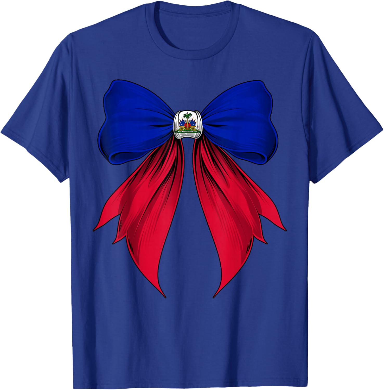 Haiti Flag Haitian Pride Coquette Ribbon T-Shirt - T-Shirt | Royal