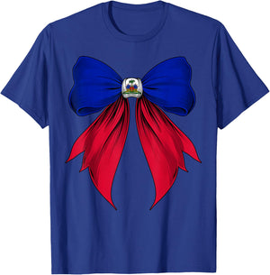 Haiti Flag Haitian Pride Coquette Ribbon T-Shirt - T-Shirt | Royal