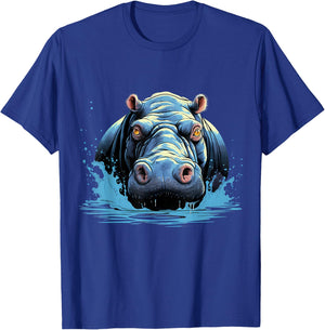 Hippo Portrait Hippopotamus Motif Artwork Wildlife Safari T-Shirt - T-Shirt | Royal