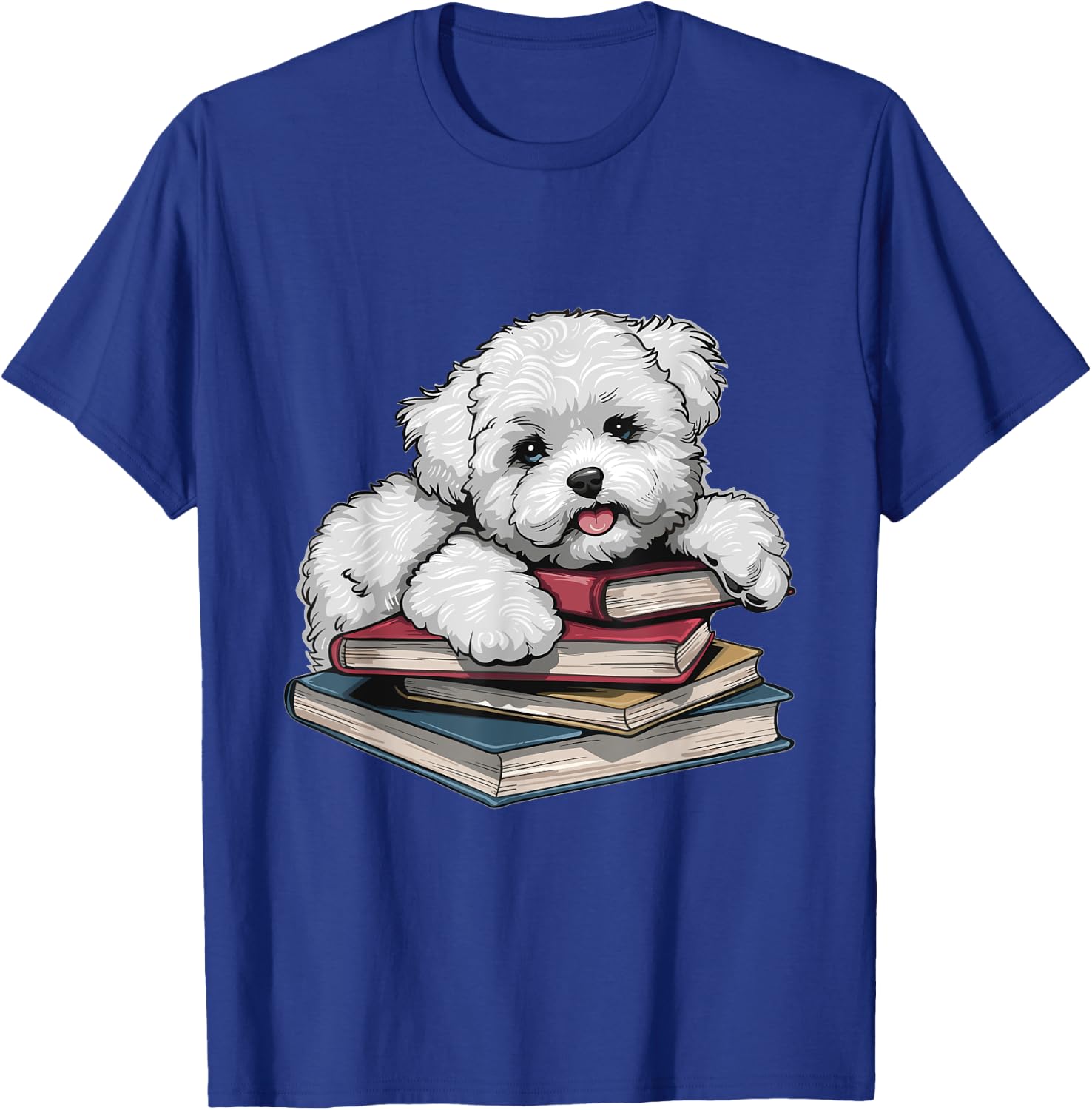 Bichon Frise Books Reading Dog Breed Graphic Women Kids T-Shirt - T-Shirt | Royal