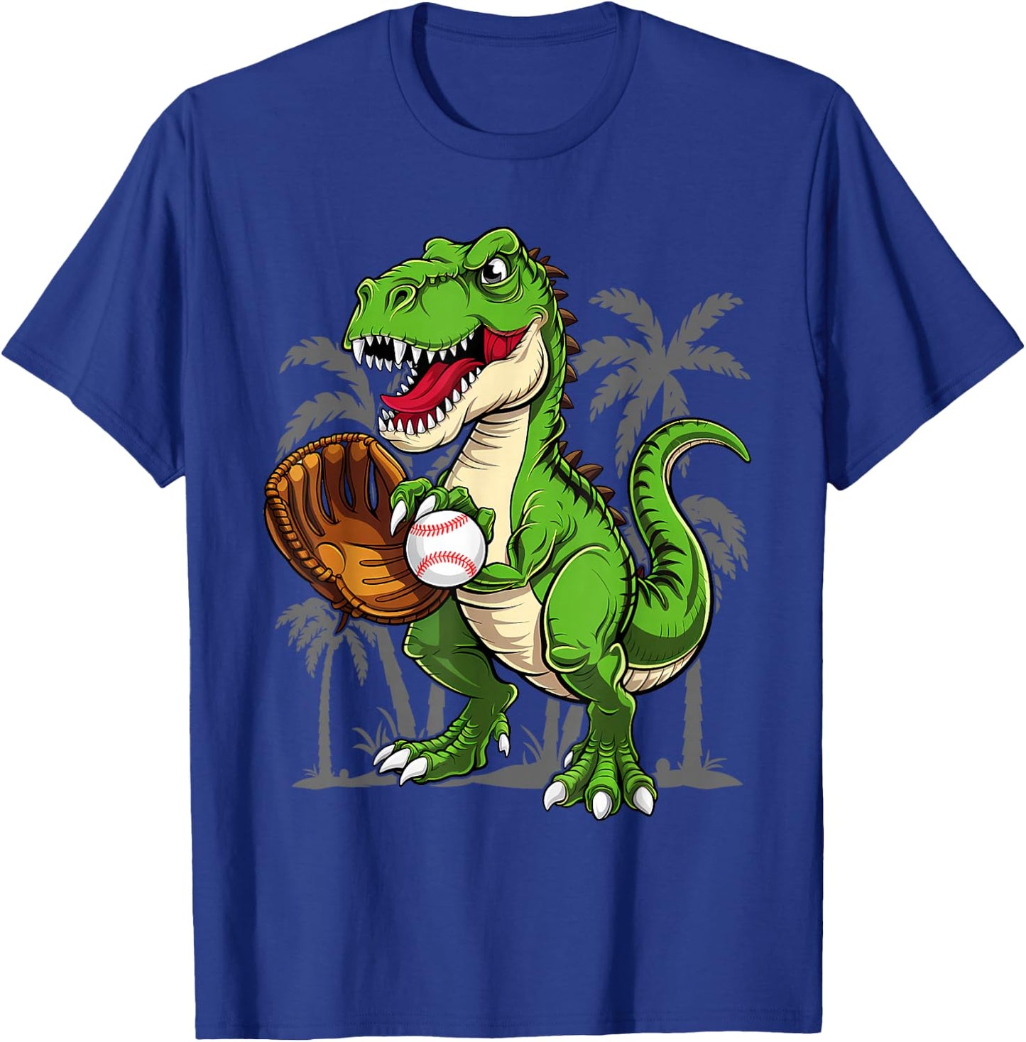 Kids Dinosaur Baseball Cute T-Rex Sports Player Fan Boys Kid T-Shirt - T-Shirt | Royal