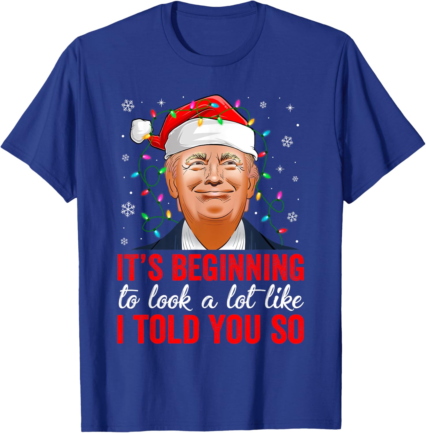 Funny Trump Christmas Lights Santa Hat Xmas - Adults - Black - Small - - Cotton 65% Polyester 35% T-Shirt - T-Shirt | Royal