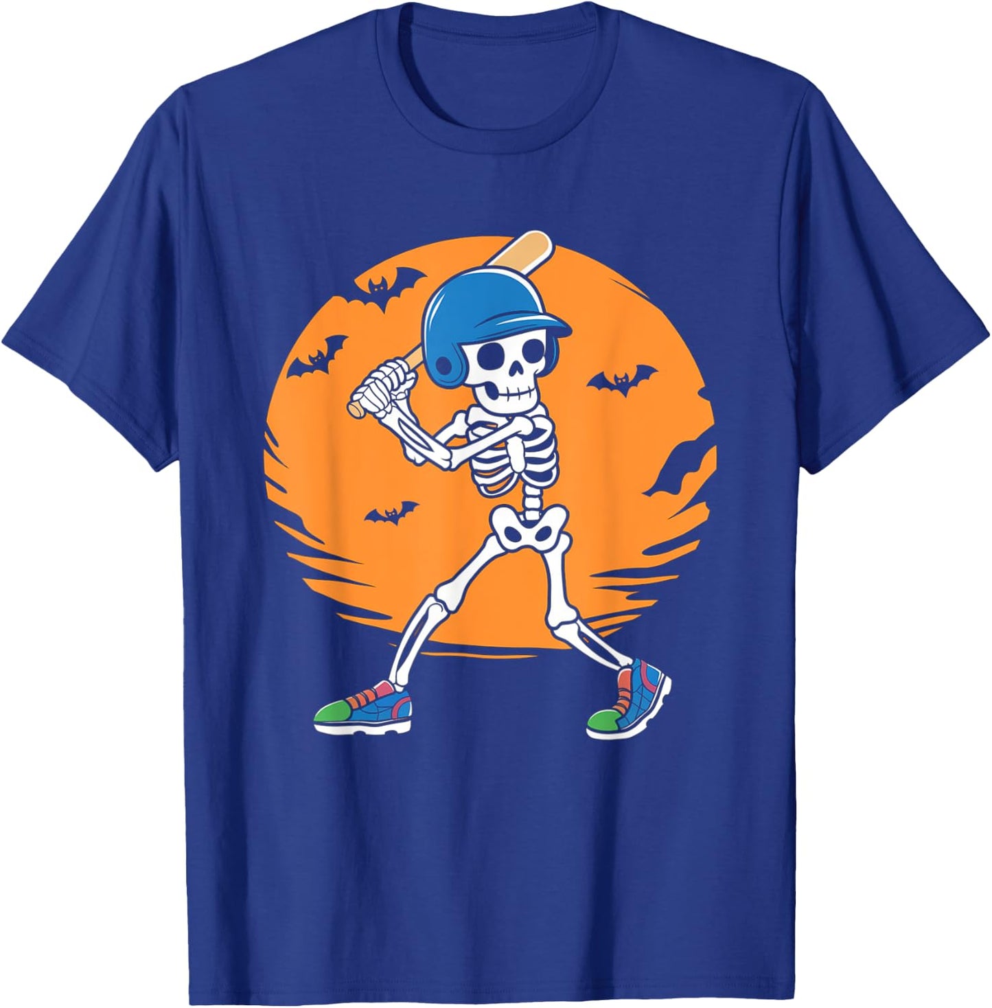 Baseball Skeleton Player Halloween Men Boys Baseball T-Shirt - T-Shirt | Royal