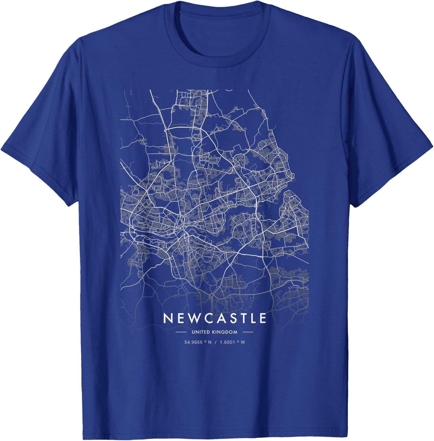 Newcastle United Kingdom Funny City Coordinates Skyline T-Shirt - T-Shirt | Royal