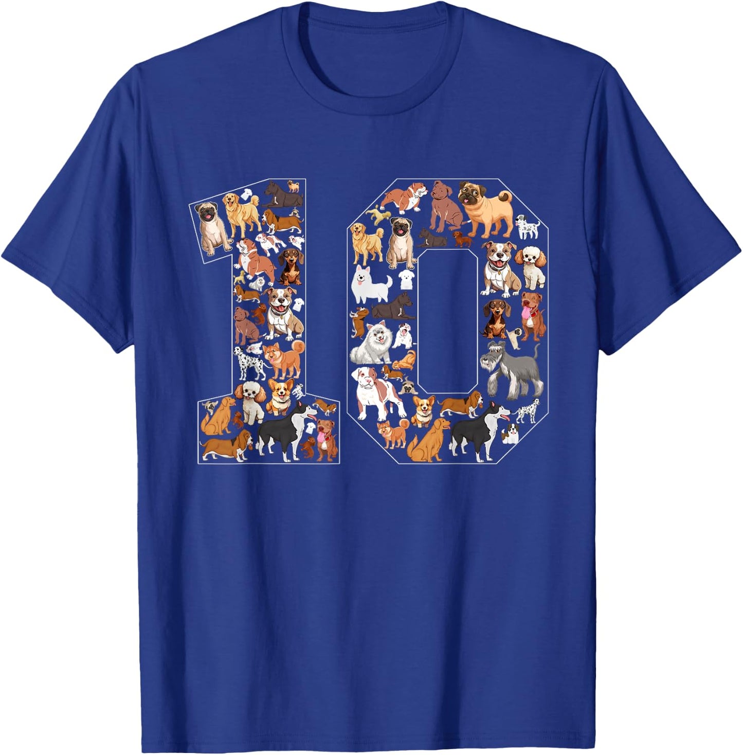 10th Birthday Dog Lovers 10 Year Old Boys Girls Party T-Shirt - T-Shirt | Royal