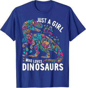 Cute Floral Just A Girl Who Loves Dinosaurs T-Shirt - T-Shirt | Royal