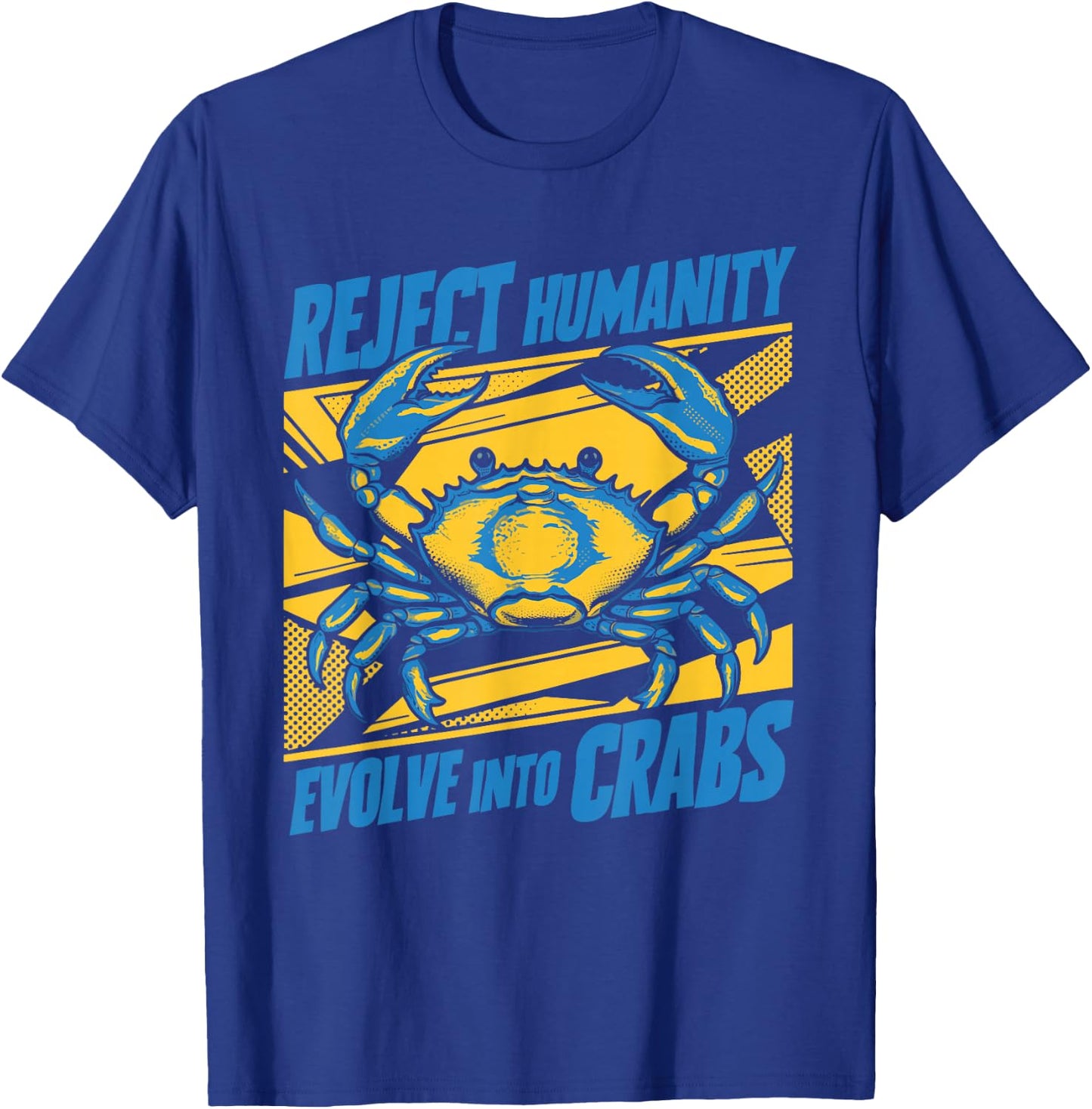 Crab Meme Funny Oddly Specific Meme Reject Humanity Evolve Into Crabs Black -Adults Small Classic Fit Short Sleeve Cotton Blend T-Shirt - T-Shirt | Royal