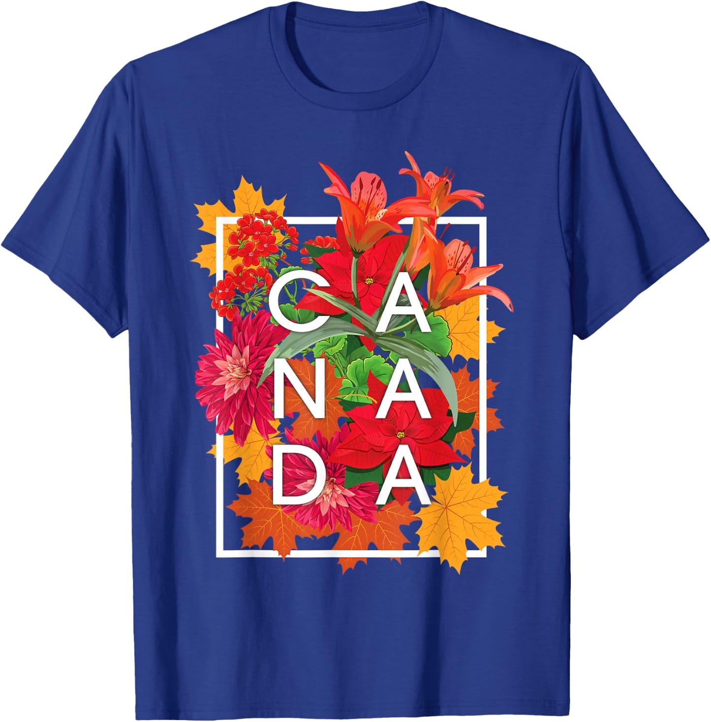 Flowers of Canada Word Art - Canadian Pride T-Shirt - T-Shirt | Royal