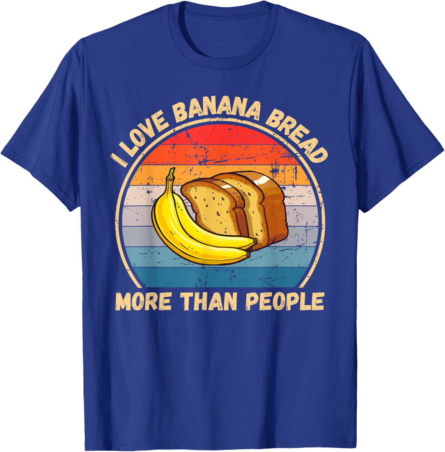 Vintage I Love Banana Bread More Than People Banana Bread T-Shirt - T-Shirt | Royal