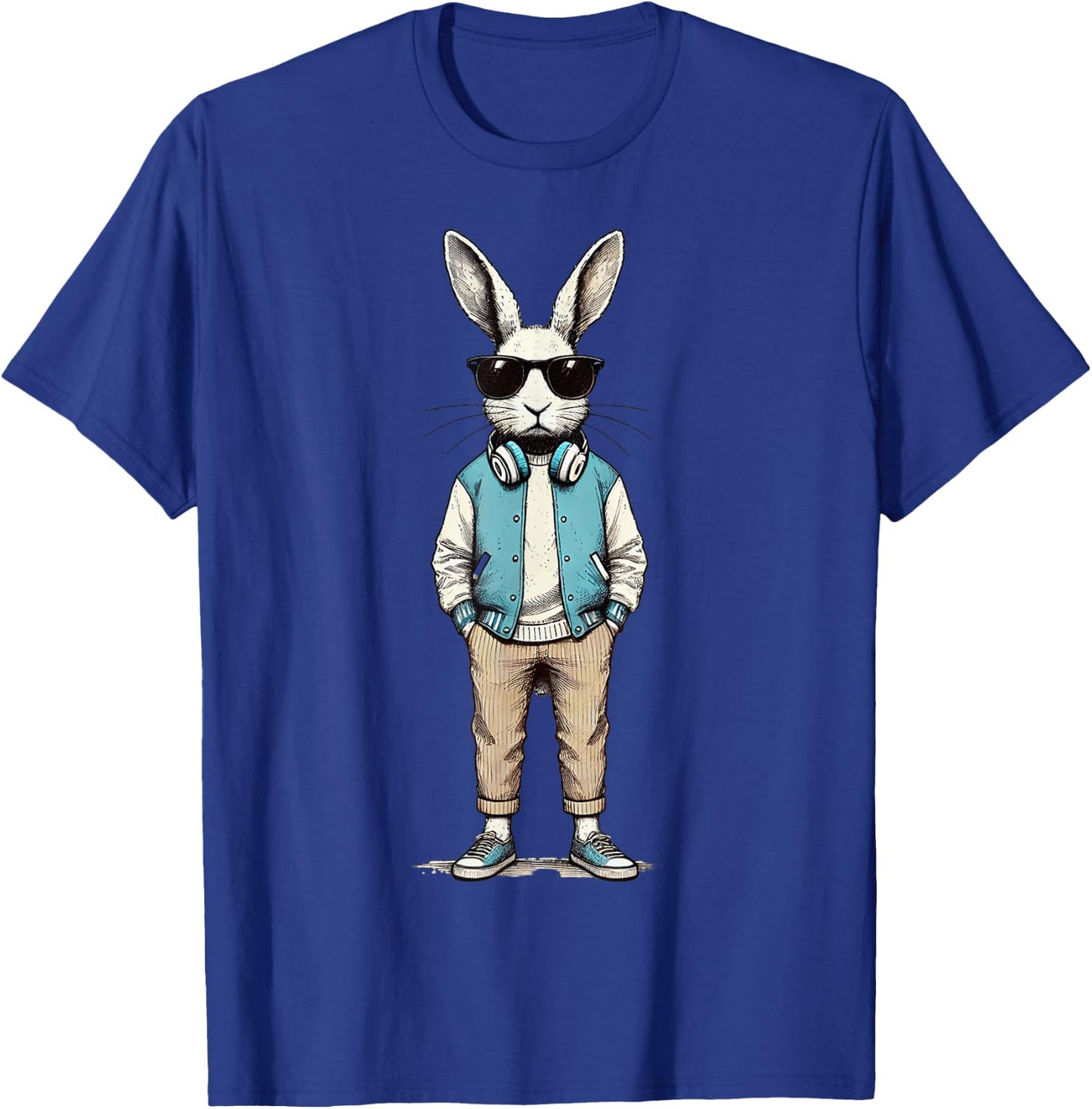 Boys Easter Shirt Bunny Rabbit with Sunglasses Kids T-Shirt - T-Shirt | Royal
