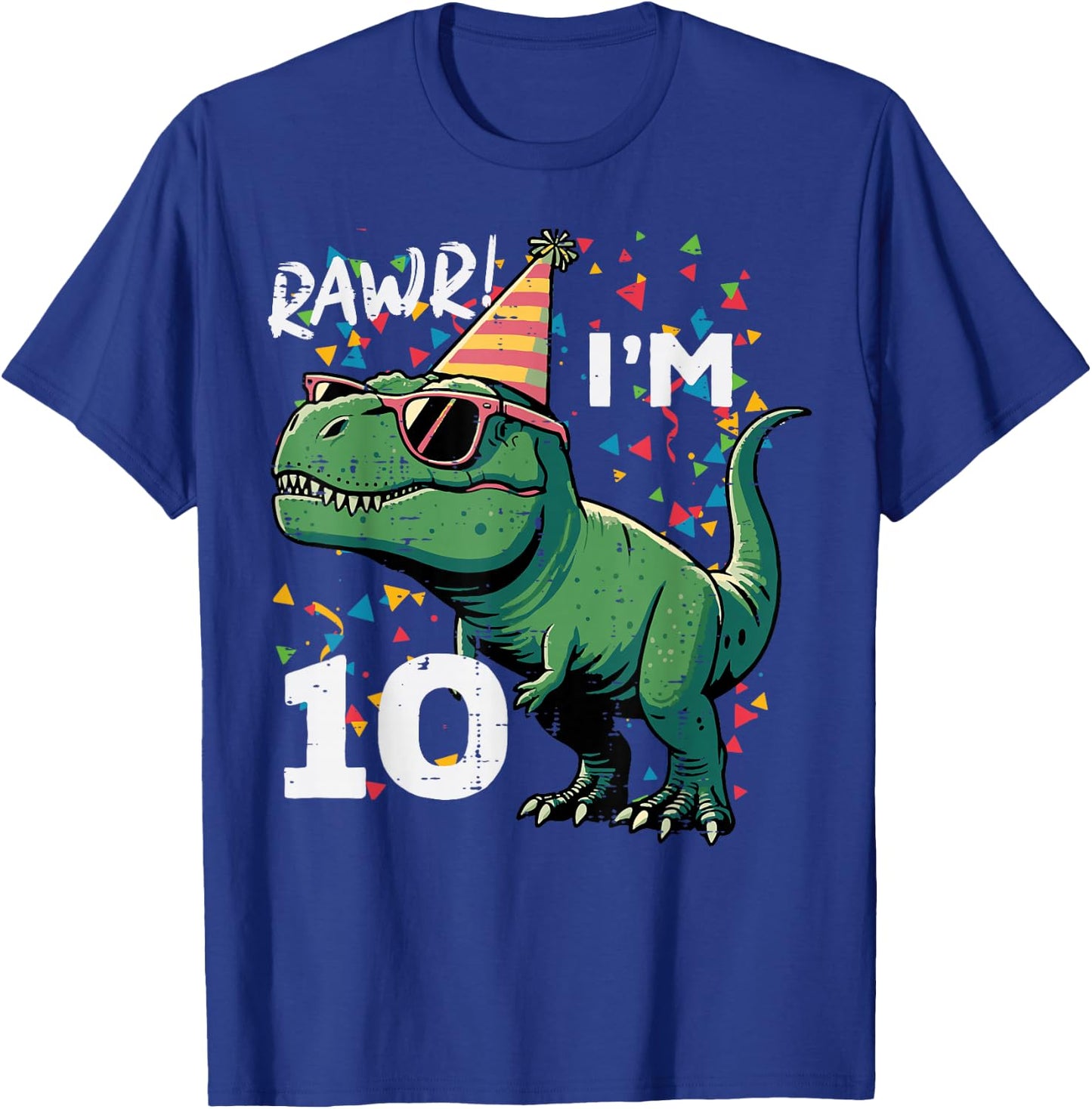 10th Birthday Trex Rawr Im 10 Years Old Bday Dino Boys Kids T-Shirt - T-Shirt | Royal