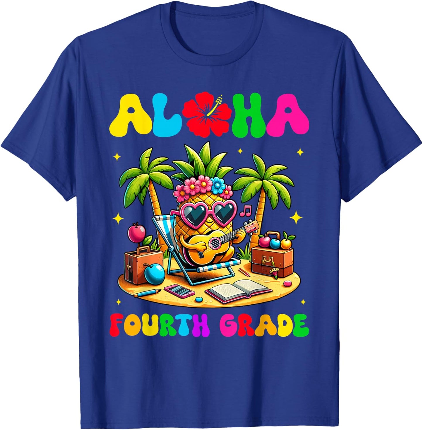 Aloha Fourth Grade Pineapple Hawaii Back to School Kids Girl T-Shirt - T-Shirt | Royal