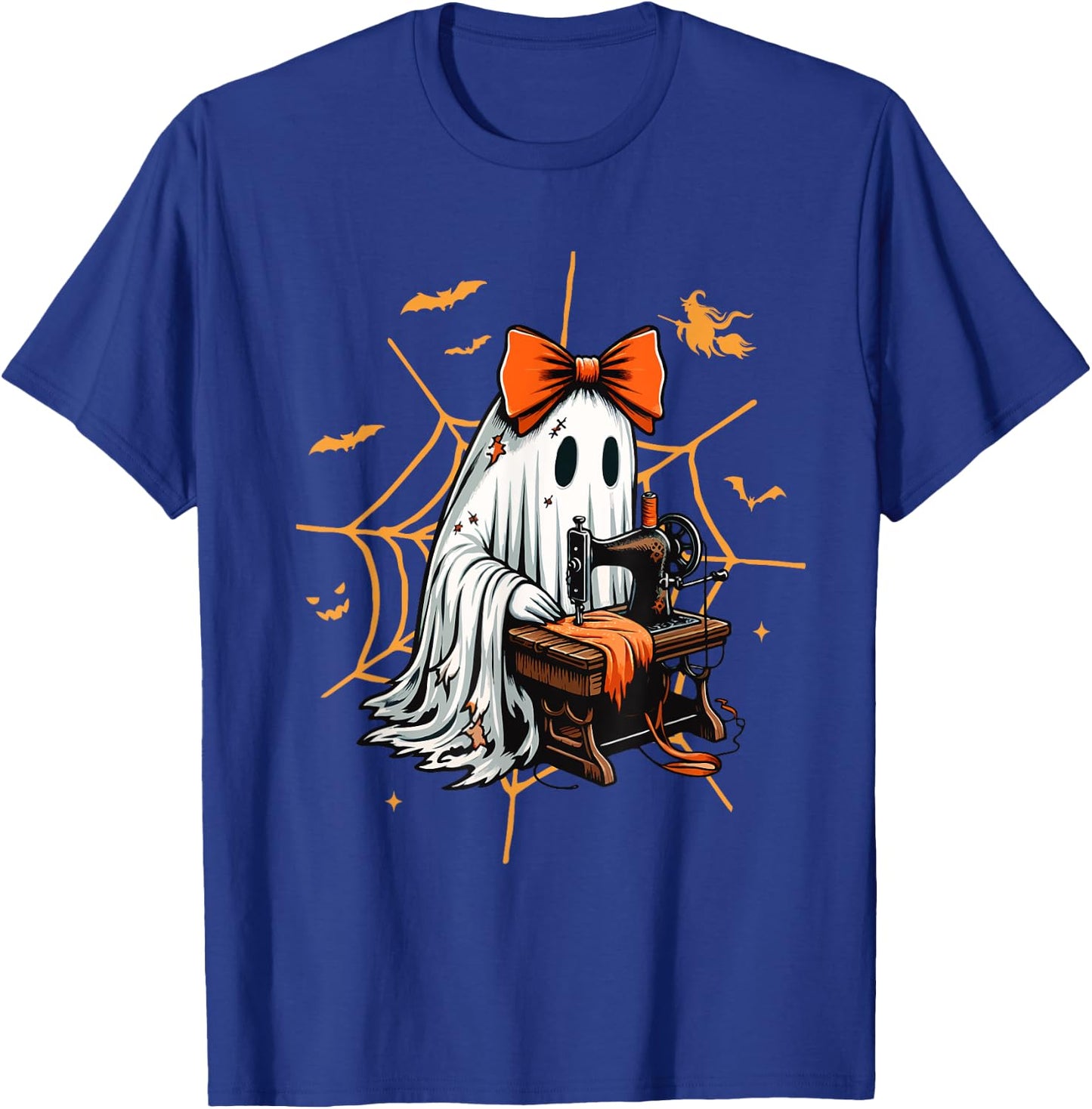 Cute Ghost Quilter Sewing Halloween Scary Costume Retro T-Shirt - T-Shirt | Royal