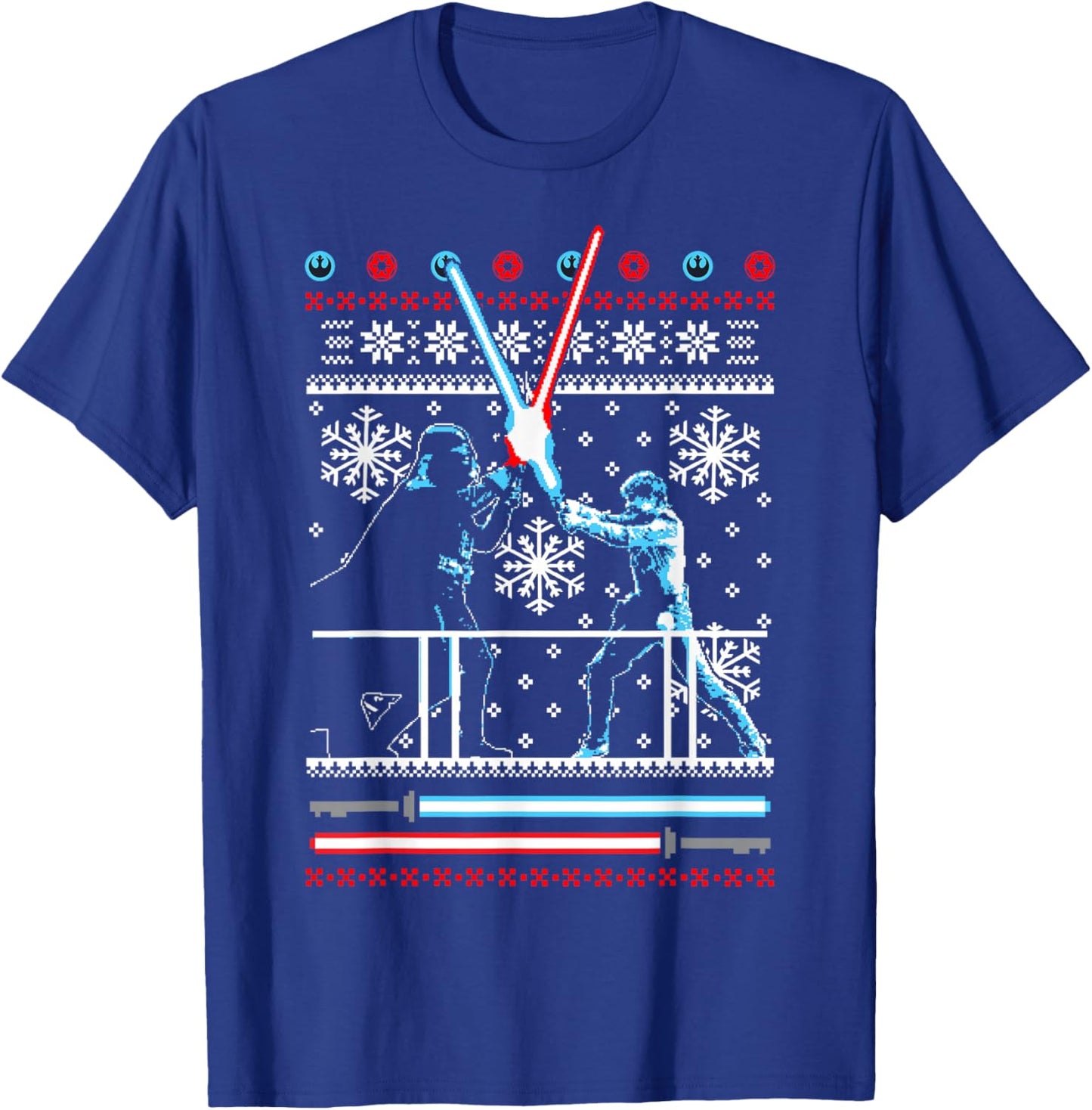 Star Wars Vader Luke Duel Christmas Sweater Graphic T-Shirt - T-Shirt | Royal