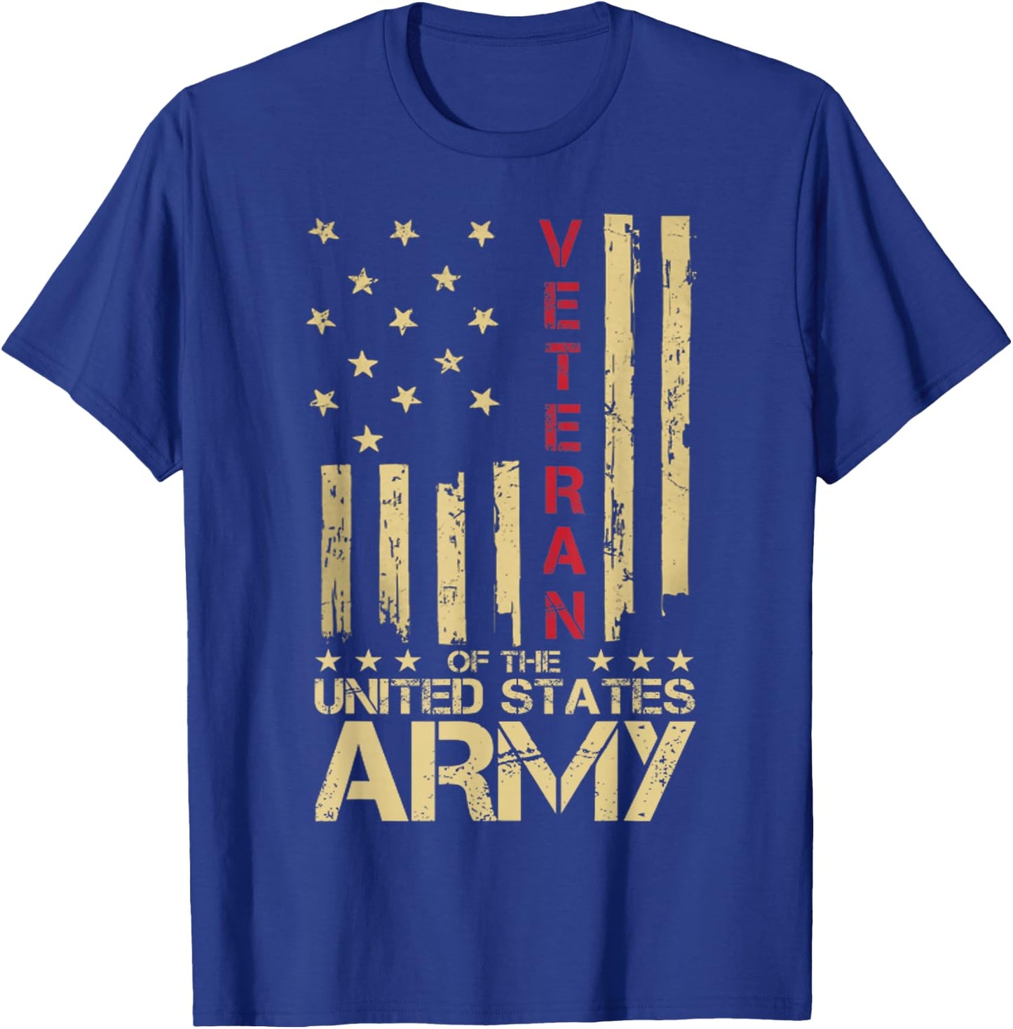 Patriotic U.S Army Veteran Red Line American Flag Vintage Small T-Shirt - T-Shirt | Royal