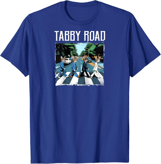 Tabby Road For Cat Lovers And Old Rock Puns Raglan Baseball T-Shirt - T-Shirt | Royal