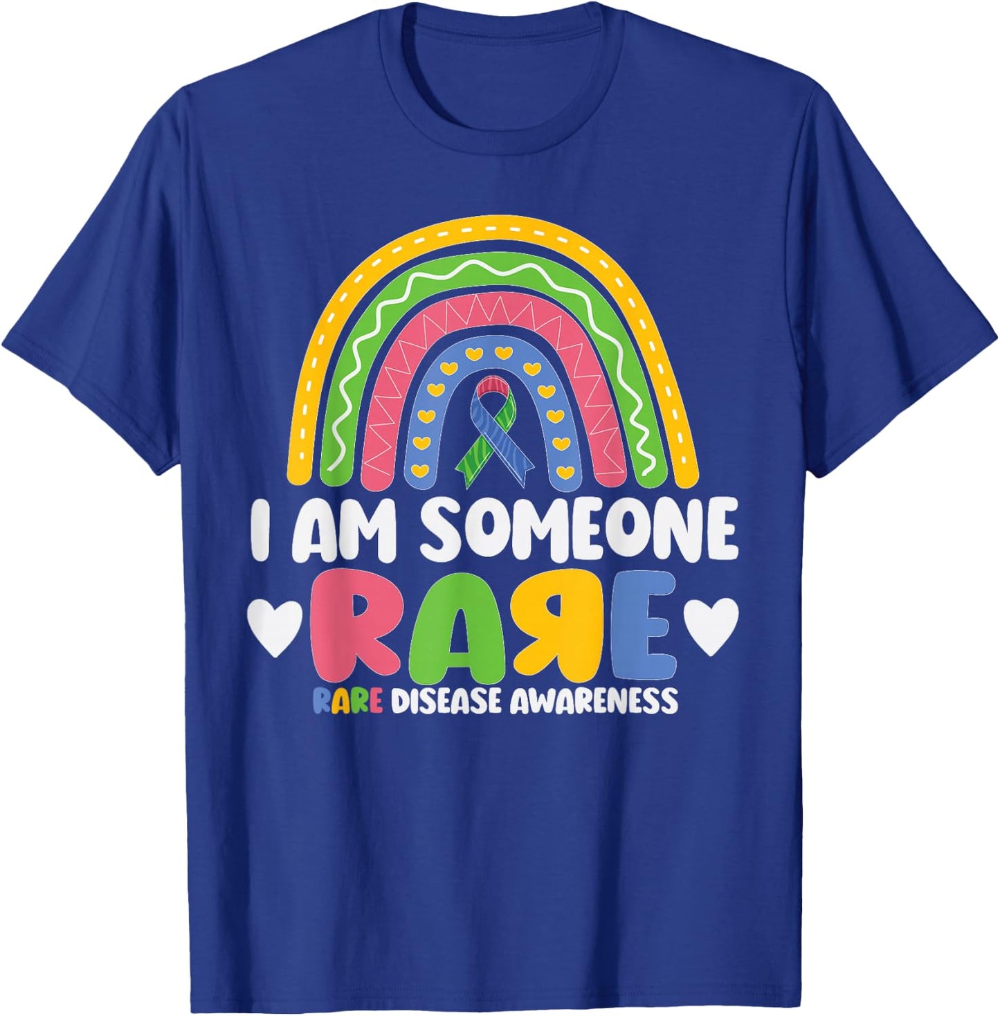 Rare Disease Day I Am Someone Rare Rainbow Zebra Ribbon T-Shirt - T-Shirt | Royal