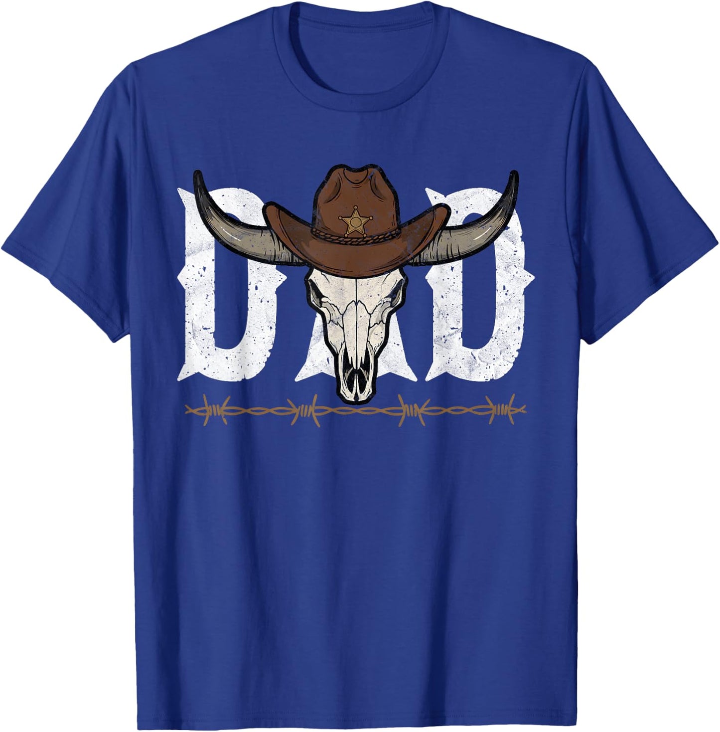 Dad Cowboy Western Rodeo Father's Day Birthday Retro Vintage T-Shirt - T-Shirt | Royal