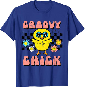 Kids Easter Groovy Chick Retro Girls Kids Toddler Youth Women T-Shirt - T-Shirt | Royal
