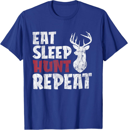 Eat Sleep Hunt Repeat Funny Hunting Deer T-Shirt - T-Shirt | Royal